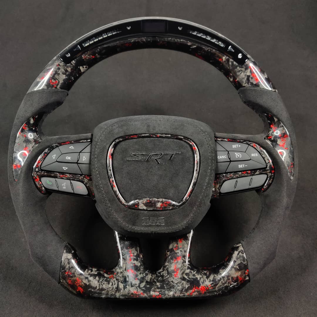 2015-2023 Dodge Charger Challenger Custom Carbon Fiber LED Steering Wheel - AutoLEDTech.com