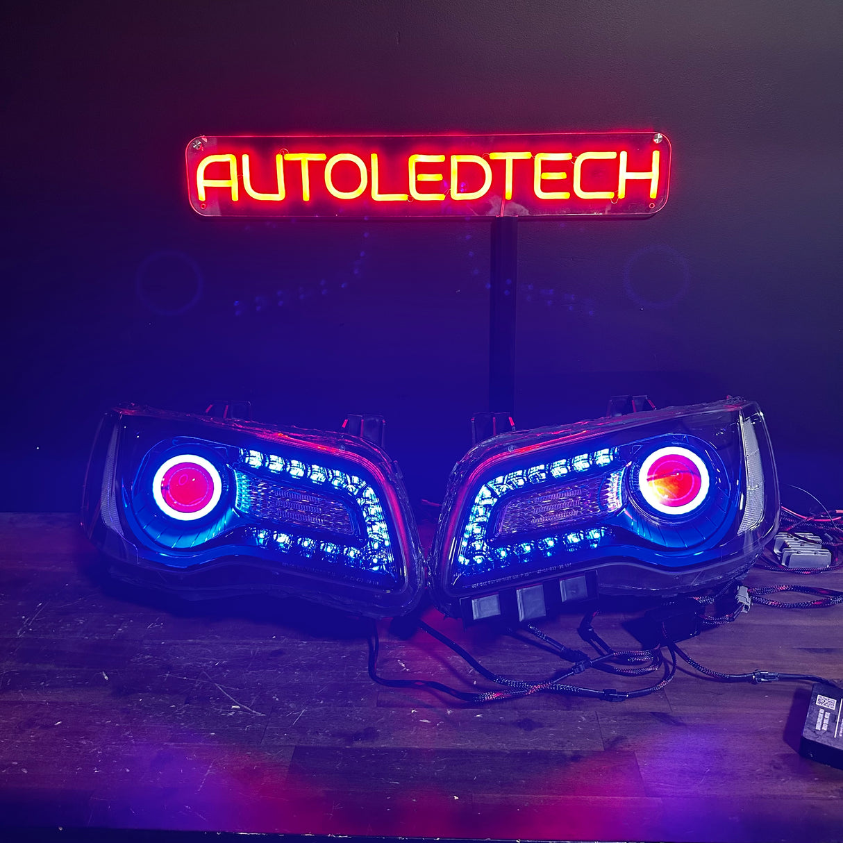 2011-2023 Chrysler 300 RGBW Flow Series LED Halo DRL Prebuilt Headlights