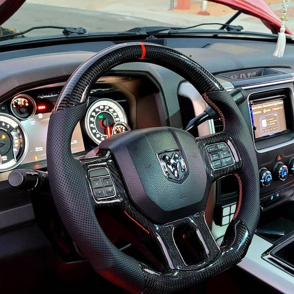 2012-2018 Dodge Ram Custom Carbon Fiber Steering Wheel - AutoLEDTech.com