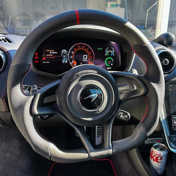Mclaren 720S 765LT Custom Carbon Fiber Steering Wheel - AutoLEDTech.com