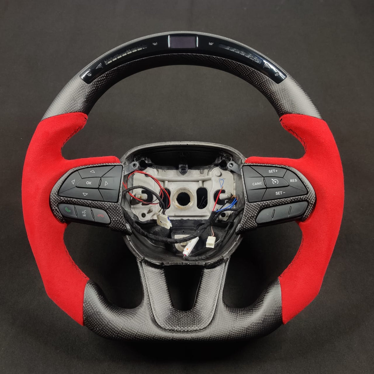 2015-2023 Dodge Charger Challenger Custom Carbon Fiber LED Steering Wheel - AutoLEDTech.com