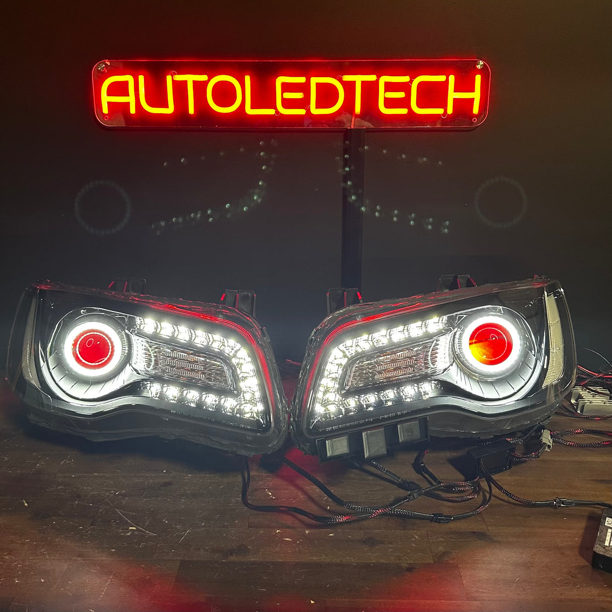 2011-2023 Chrysler 300 RGBW Flow Series LED Halo DRL Prebuilt Headlights