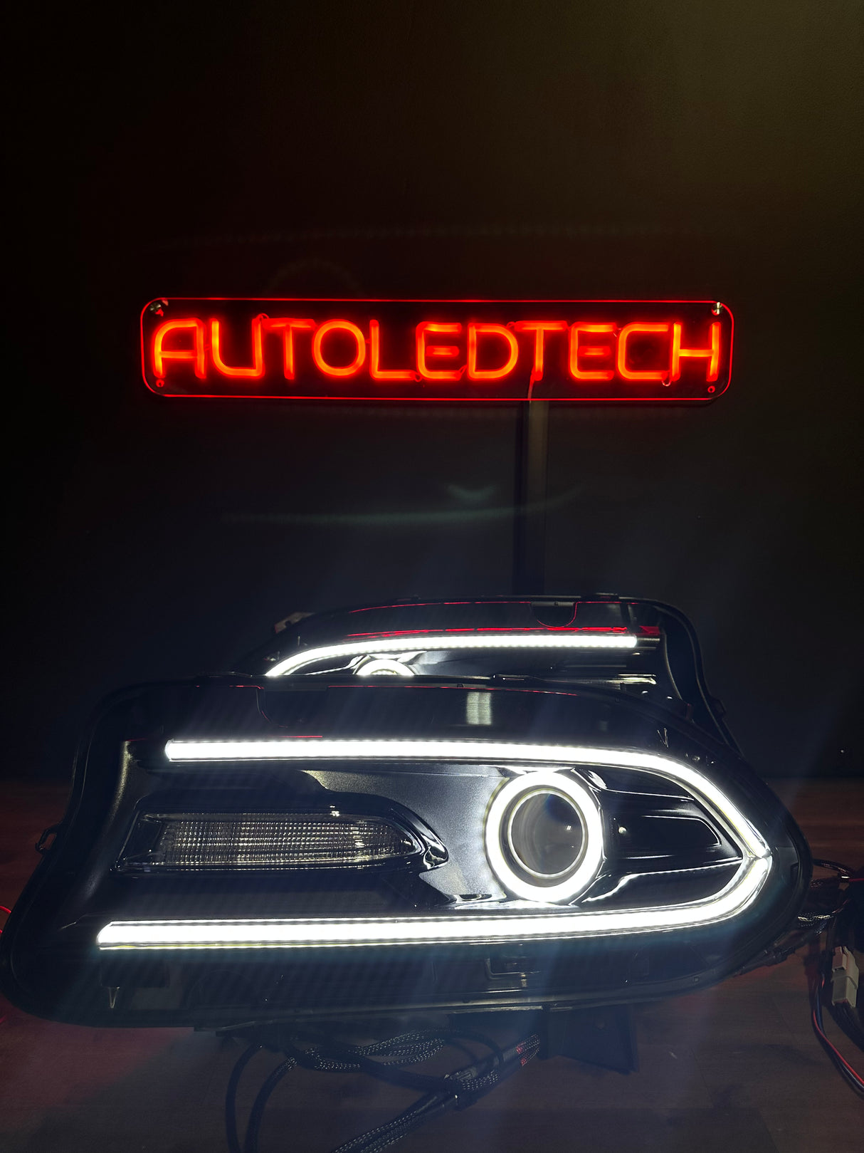 2015-2023 Dodge Charger RGBW Flow Series LED DRL Prebuilt Halo Headlights