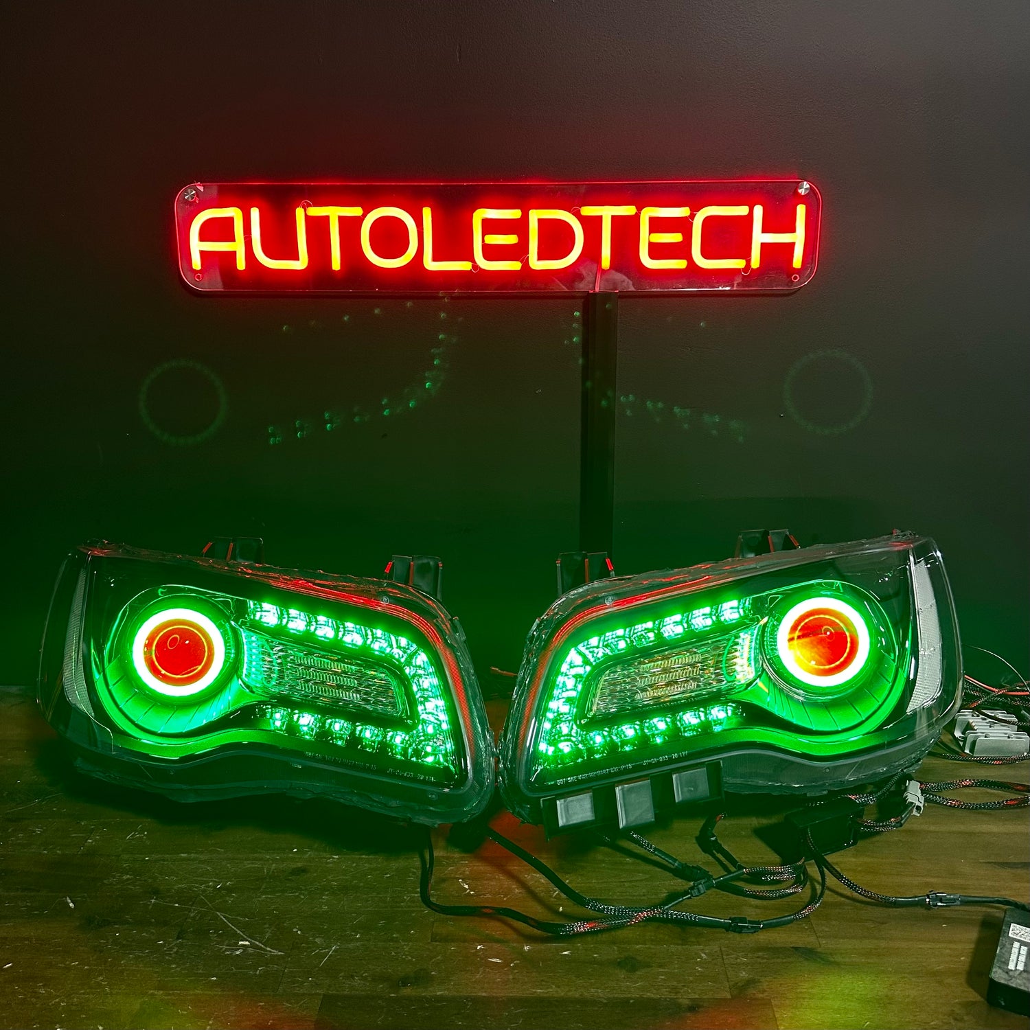 2011-2023 Chrysler 300 RGBW Flow Series LED Halo DRL Prebuilt Headlights