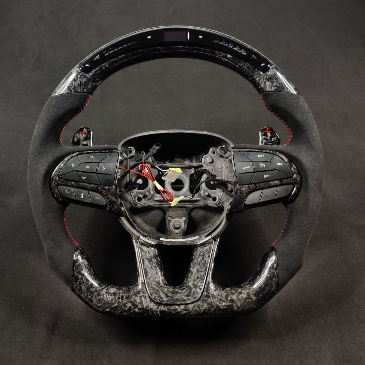 2014-2021 Jeep Trackhawk SRT Custom Carbon Fiber Steering Wheel w/ LED RPM Display - AutoLEDTech.com