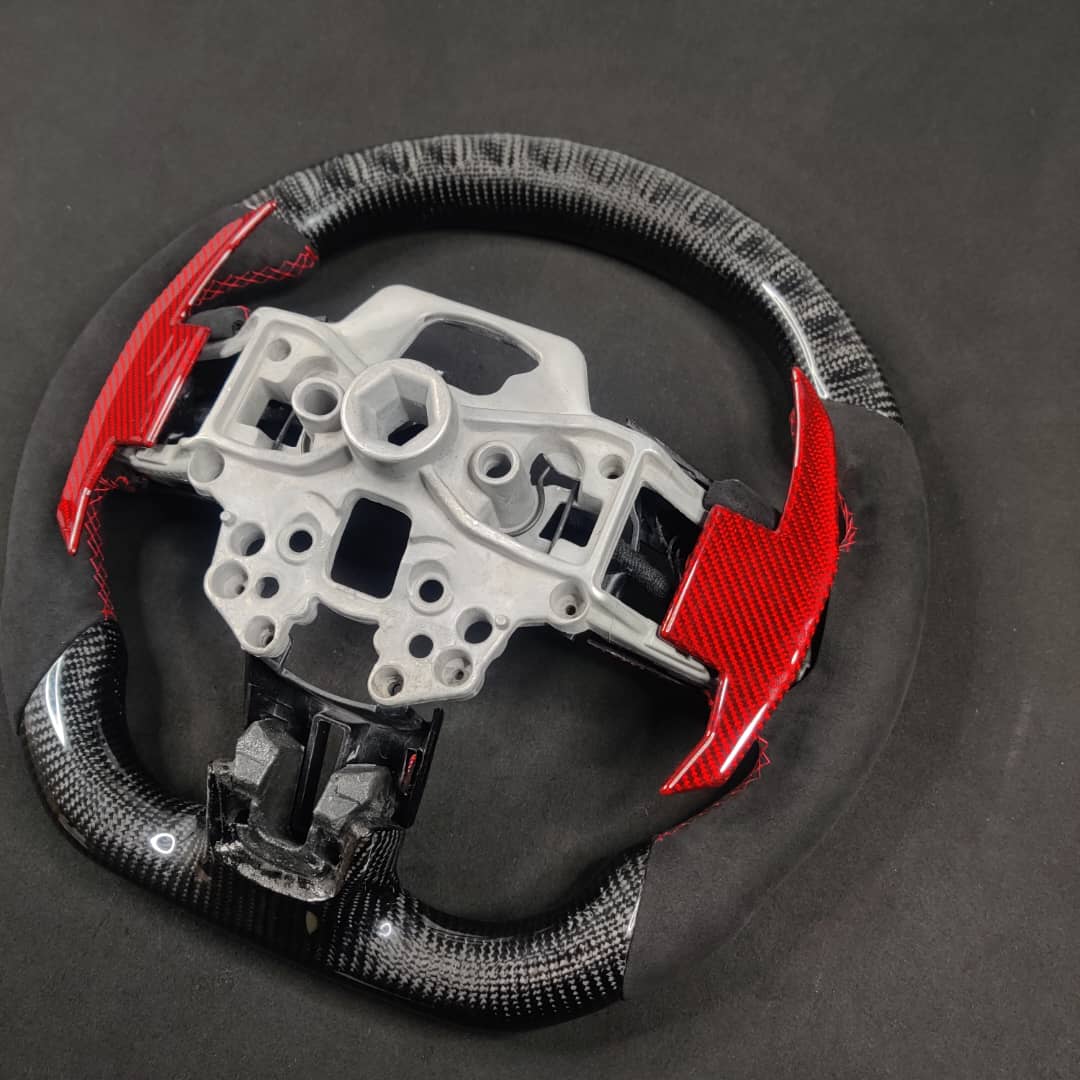 2024-2026+ Ford Mustang S650 Carbon Fiber LED Steering Wheel - AutoLEDTech.com