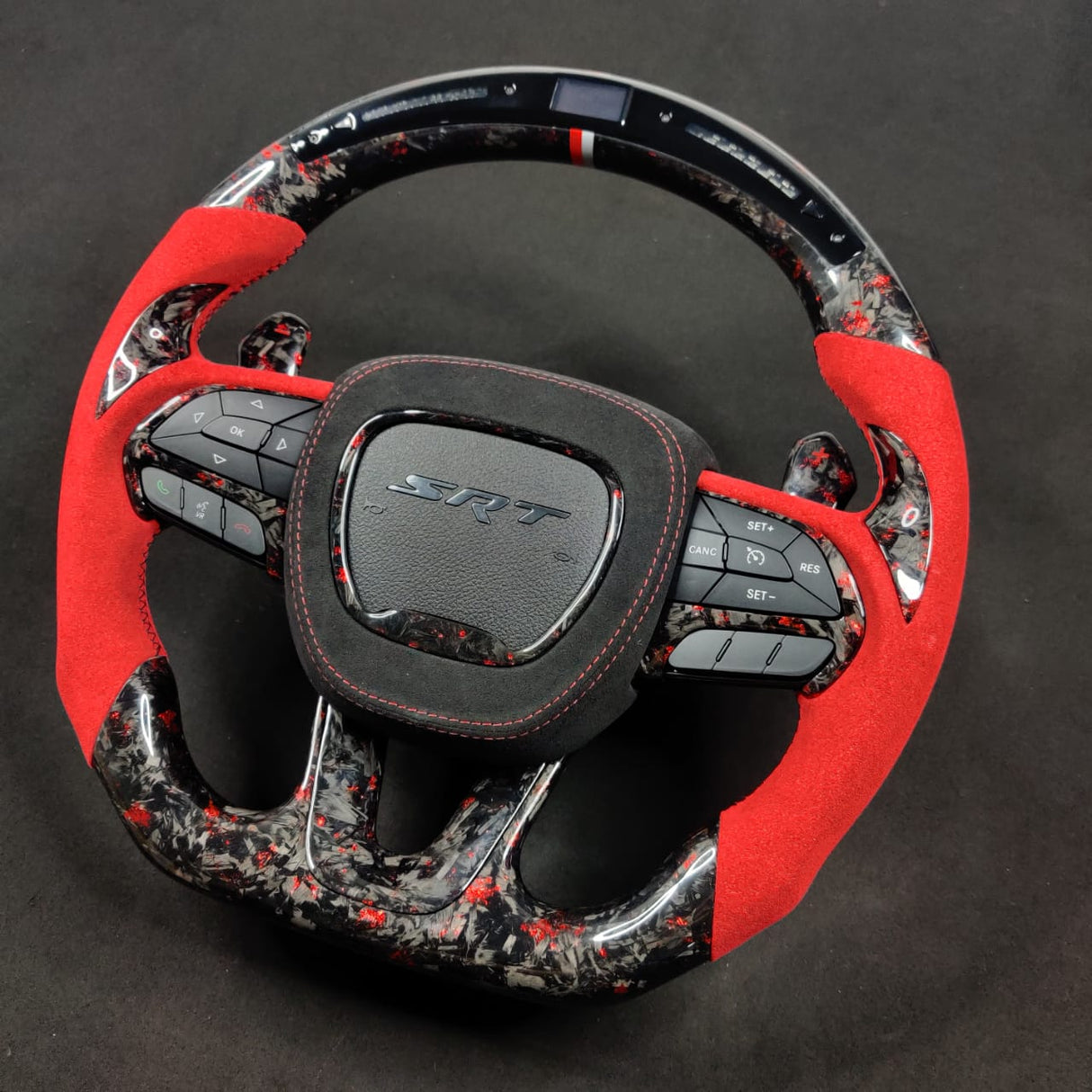 2014-2021 Jeep Trackhawk SRT Custom Carbon Fiber Steering Wheel w/ LED RPM Display - AutoLEDTech.com