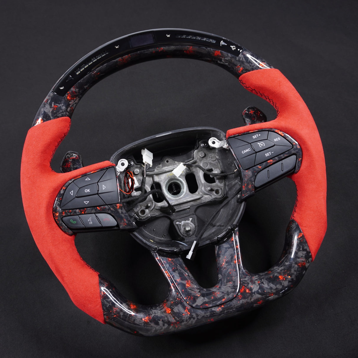 2015-2023 Dodge Charger Challenger Custom Carbon Fiber LED Steering Wheel - AutoLEDTech.com