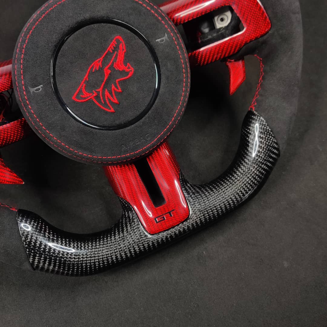 2024-2026+ Ford Mustang S650 Carbon Fiber LED Steering Wheel - AutoLEDTech.com