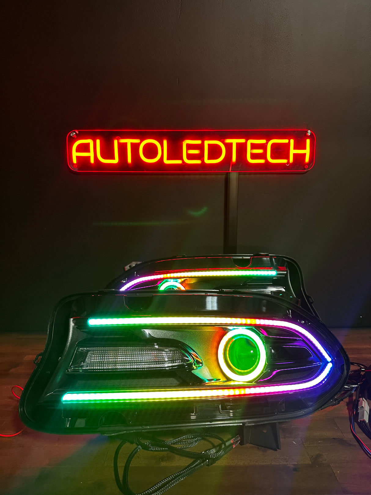 2015-2023 Dodge Charger RGBW Flow Series LED DRL Prebuilt Halo Headlights