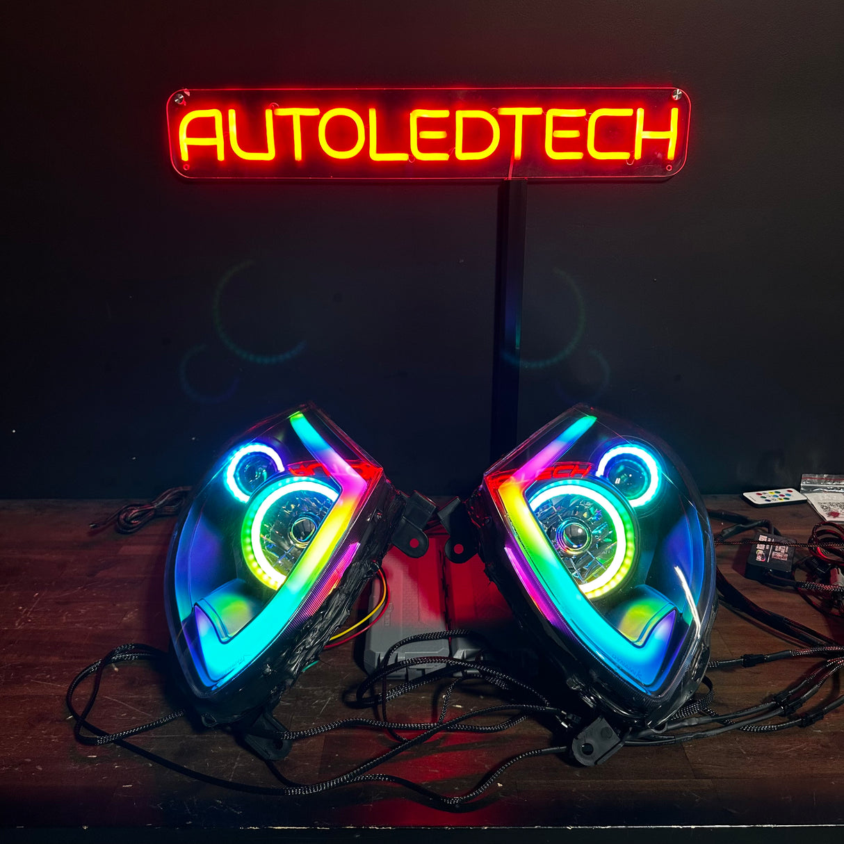 2003-2007 Infiniti G35 Coupe RGBW Flow Series LED Halo DRL Custom Headlights
