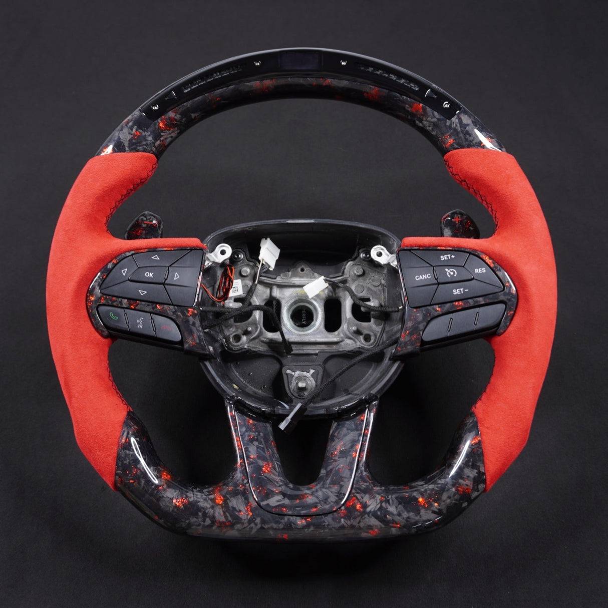 2014-2021 Jeep Trackhawk SRT Custom Carbon Fiber Steering Wheel w/ LED RPM Display - AutoLEDTech.com