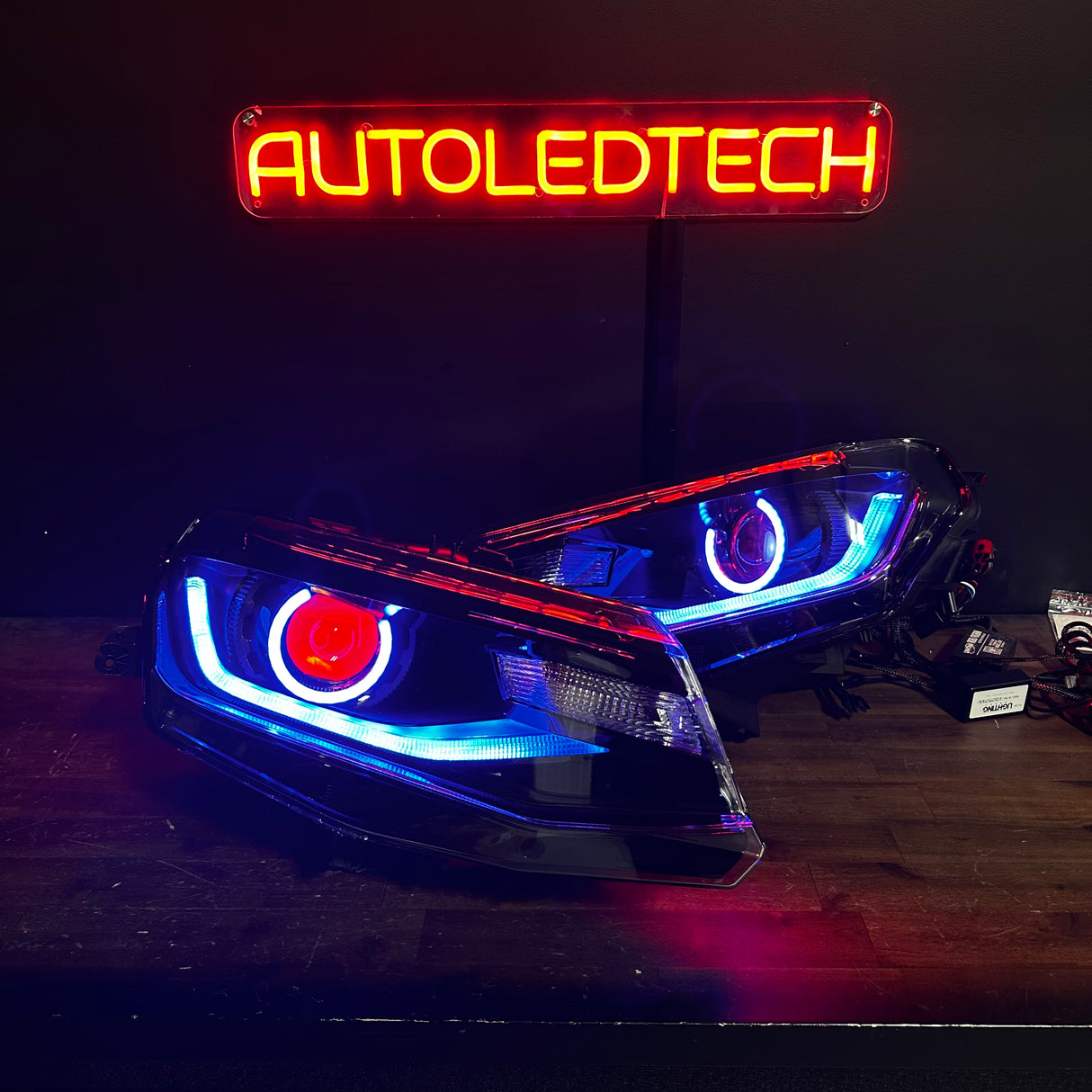 2016-2018 Chevrolet Camaro RGBW Flow Series LED DRL Prebuilt Halo Headlights