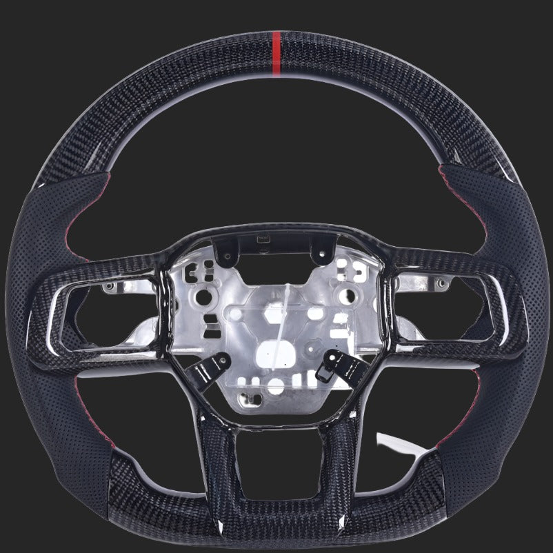 2024-2026+ Ford Mustang S650 Carbon Fiber LED Steering Wheel - AutoLEDTech.com