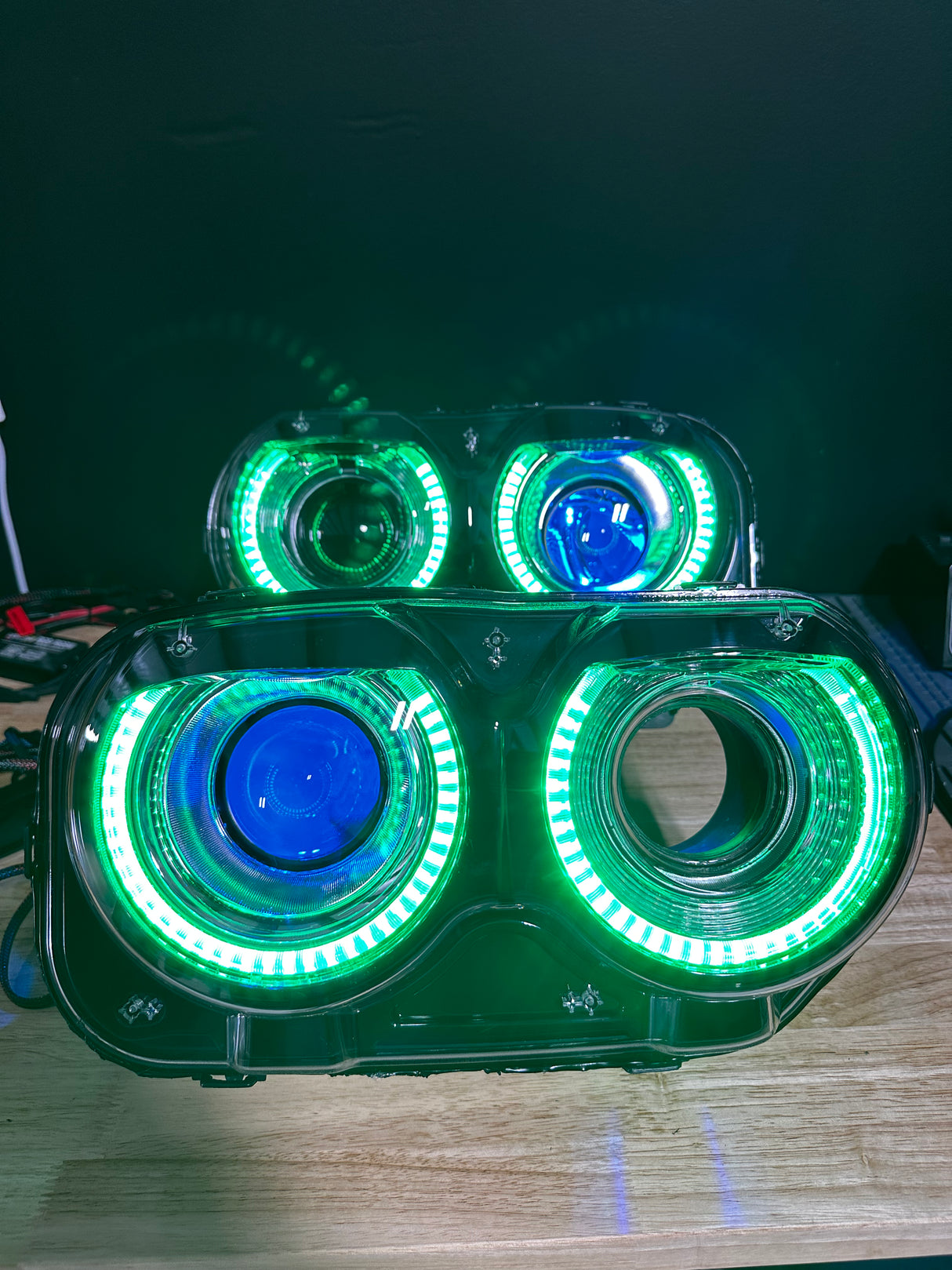 2015-2023 Dodge Challenger RGBW Flow Series LED Halo DRL Prebuilt Headlights