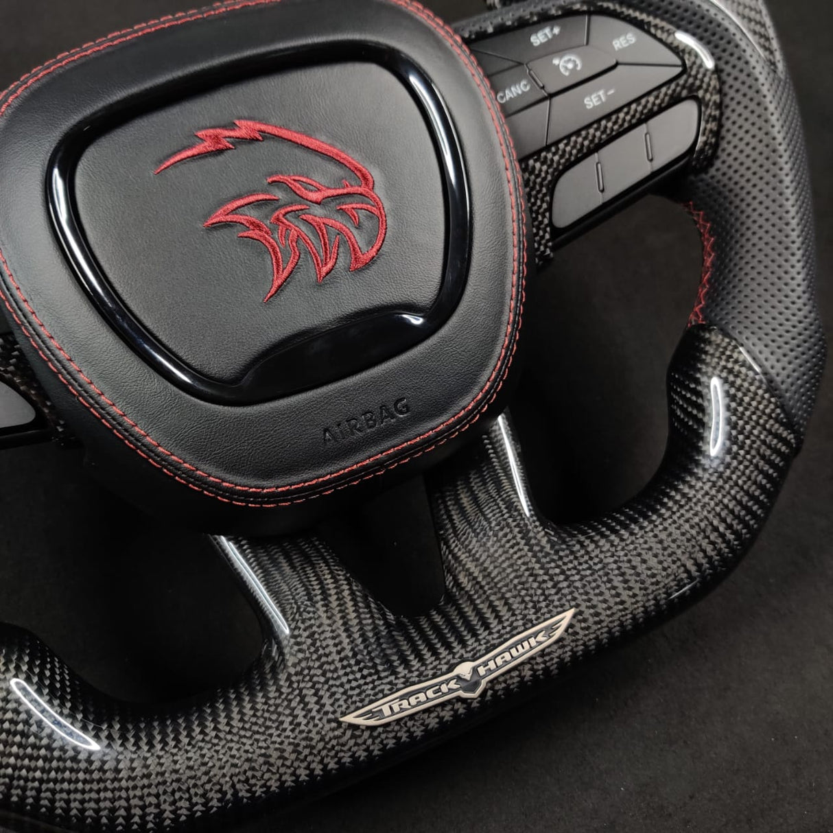 2014-2021 Jeep Trackhawk SRT Custom Carbon Fiber Steering Wheel w/ LED RPM Display - AutoLEDTech.com
