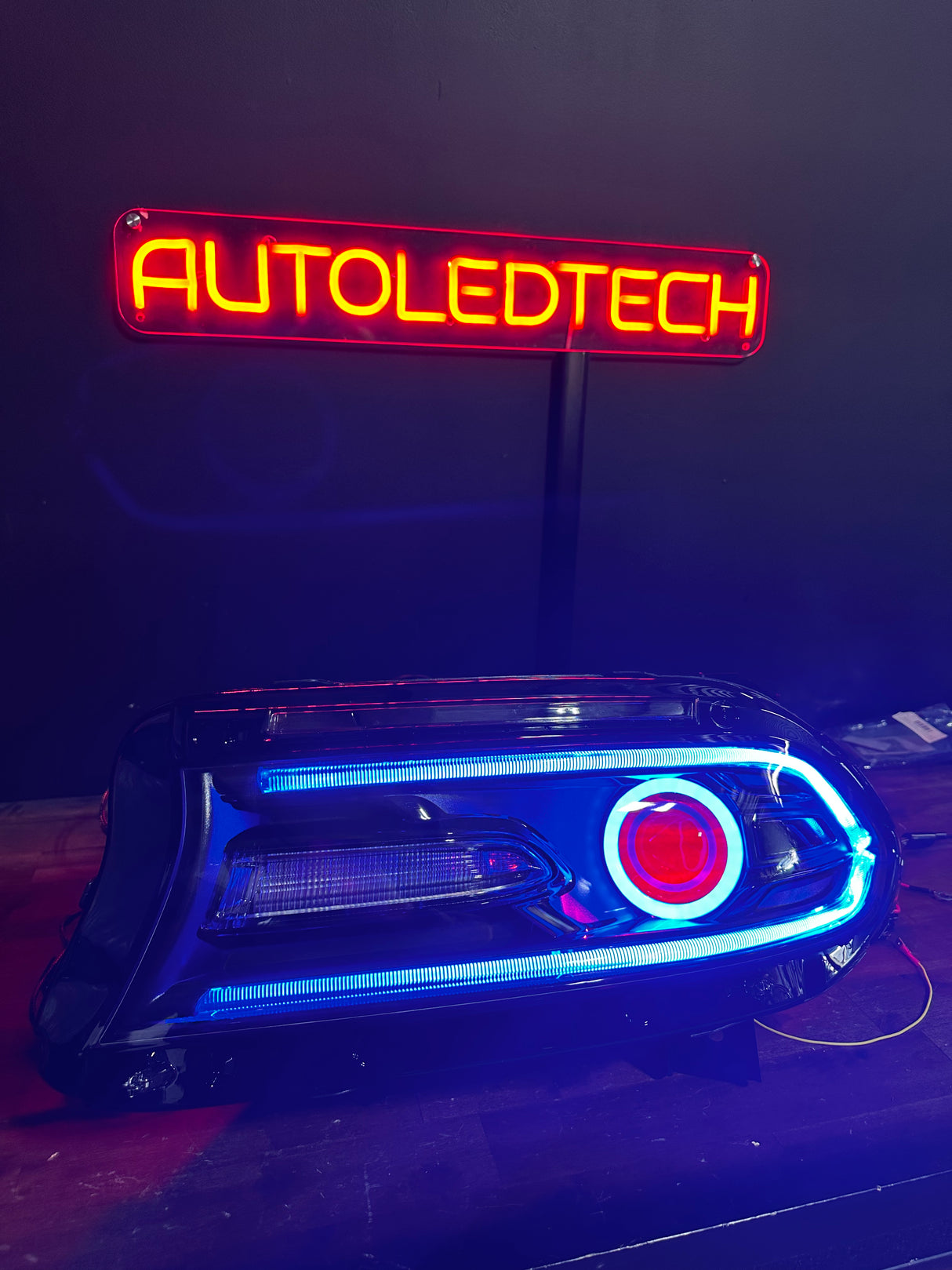 2015-2023 Dodge Charger RGBW Flow Series LED DRL Prebuilt Halo Headlights