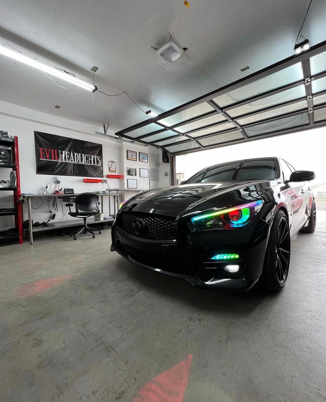 2014-2023 Infiniti Q50 Q70 RGBW Color-Chasing LED DRL Boards LED headlight kit AutoLEDTech Oracle Lighting Trendz Flow Series RGBHaloKits OneUpLighting Morimoto