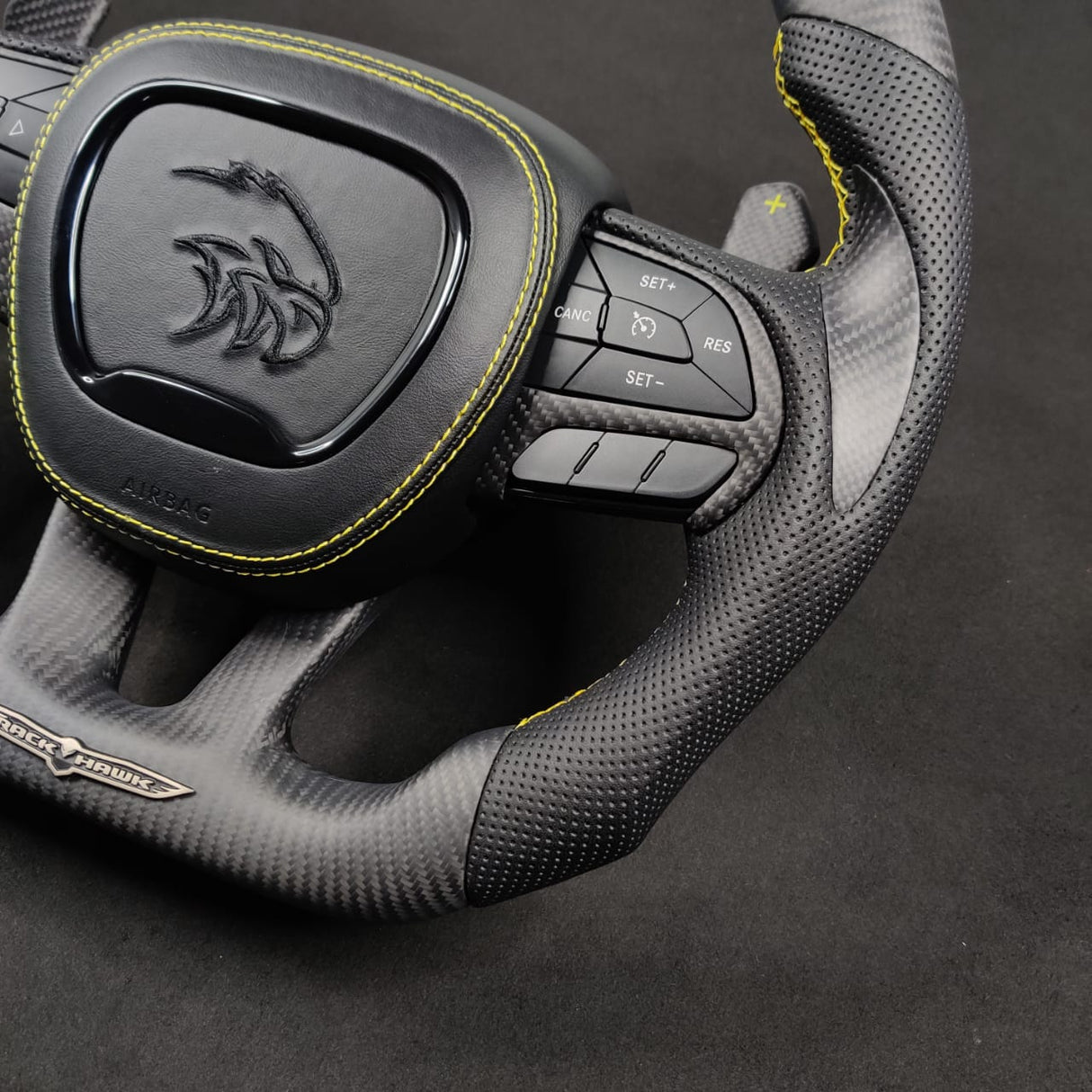 2014-2021 Jeep Trackhawk SRT Custom Carbon Fiber Steering Wheel w/ LED RPM Display - AutoLEDTech.com