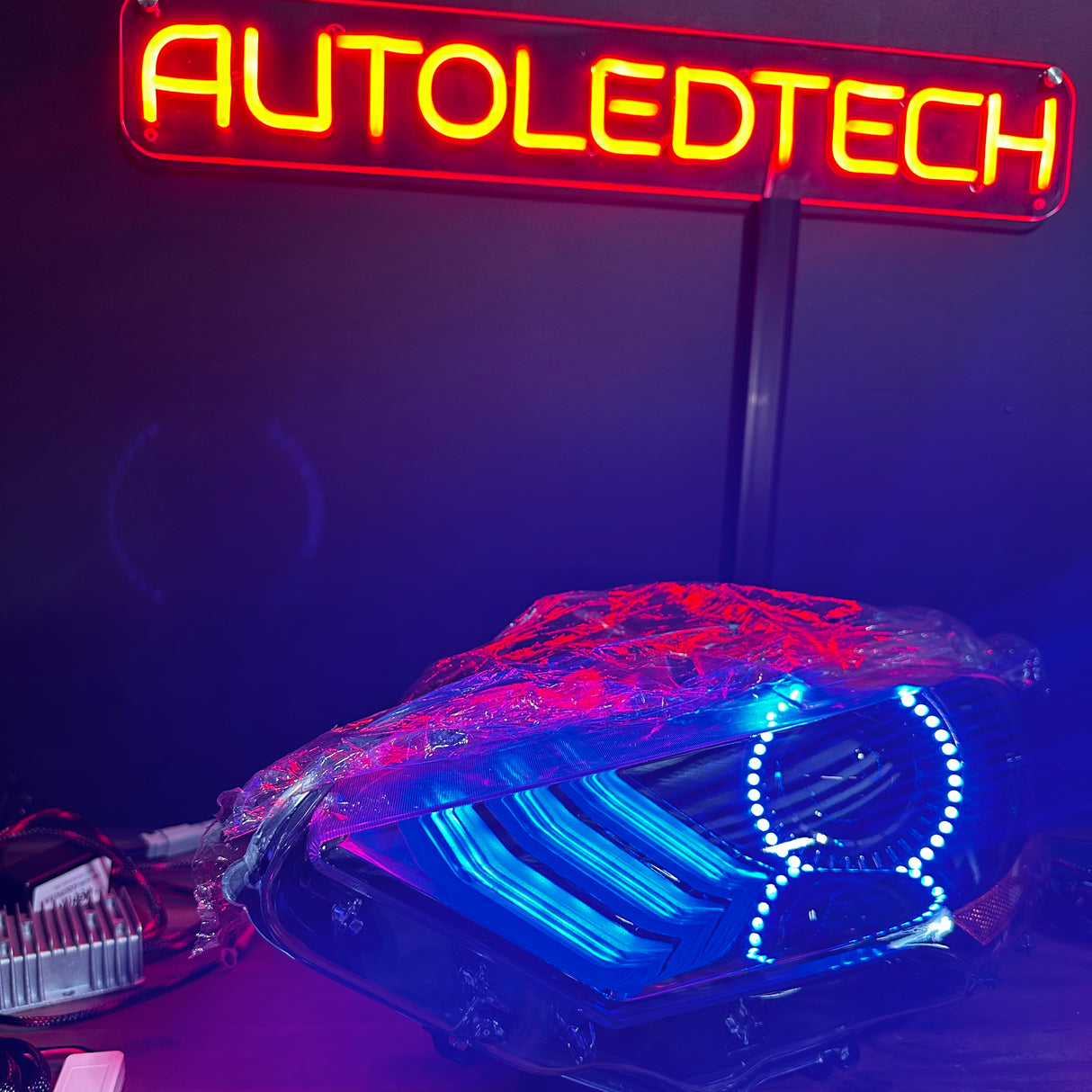 2018-2023 Ford Mustang RGBW Flow Series LED DRL Halo Headlights