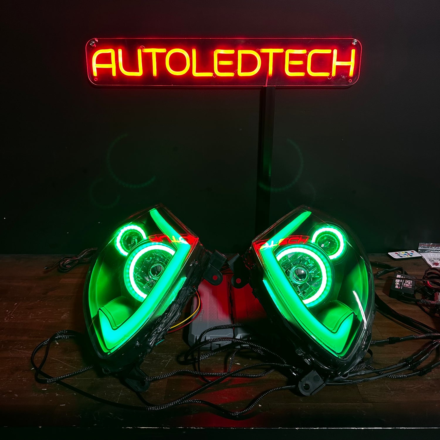 2003-2007 Infiniti G35 Coupe RGBW Flow Series LED Halo DRL Custom Headlights
