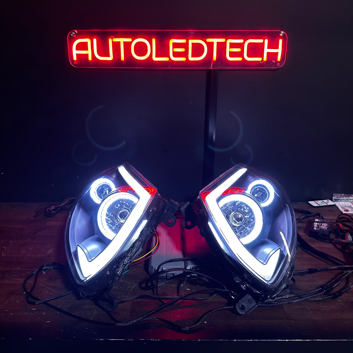2003-2007 Infiniti G35 Coupe RGBW Flow Series LED Halo DRL Custom Headlights