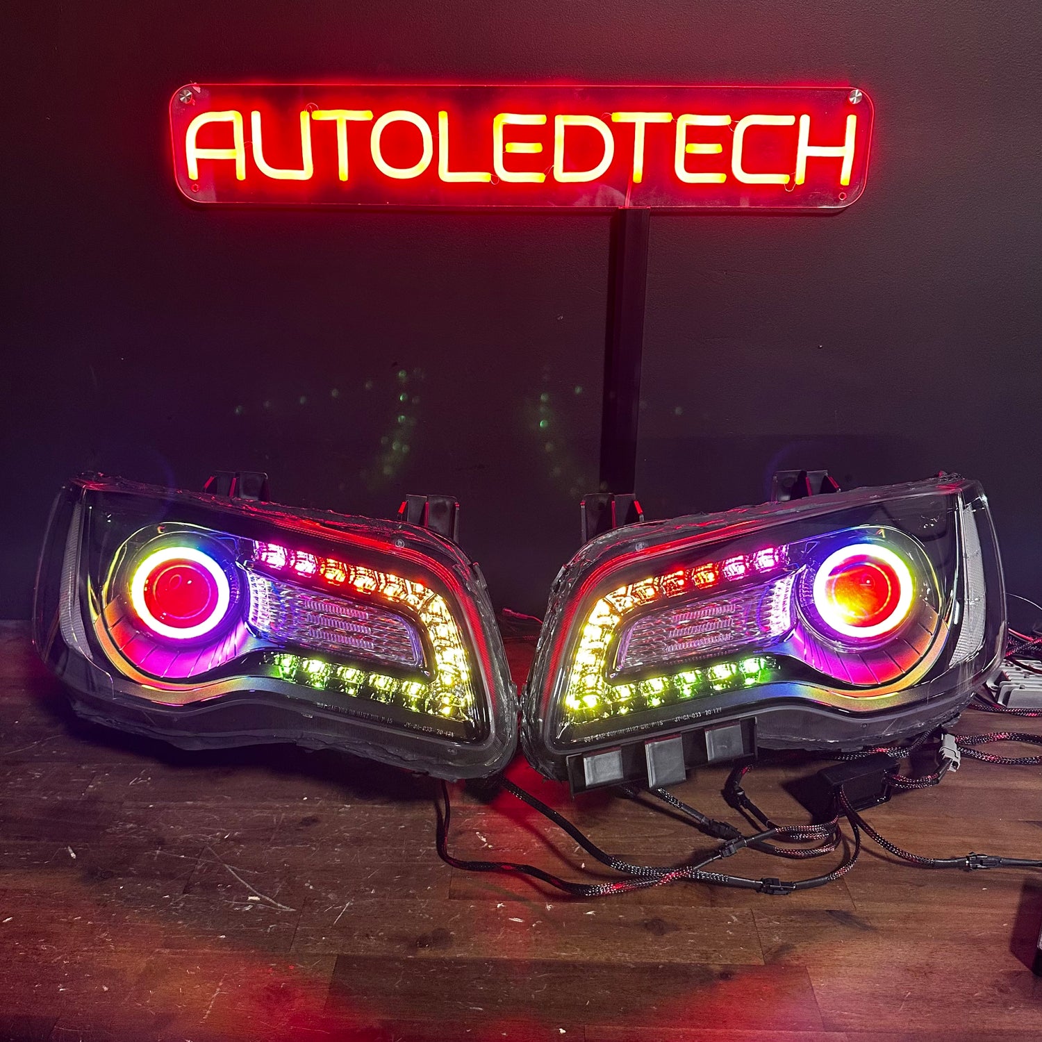 2011-2023 Chrysler 300 RGBW Flow Series LED Halo DRL Prebuilt Headlights