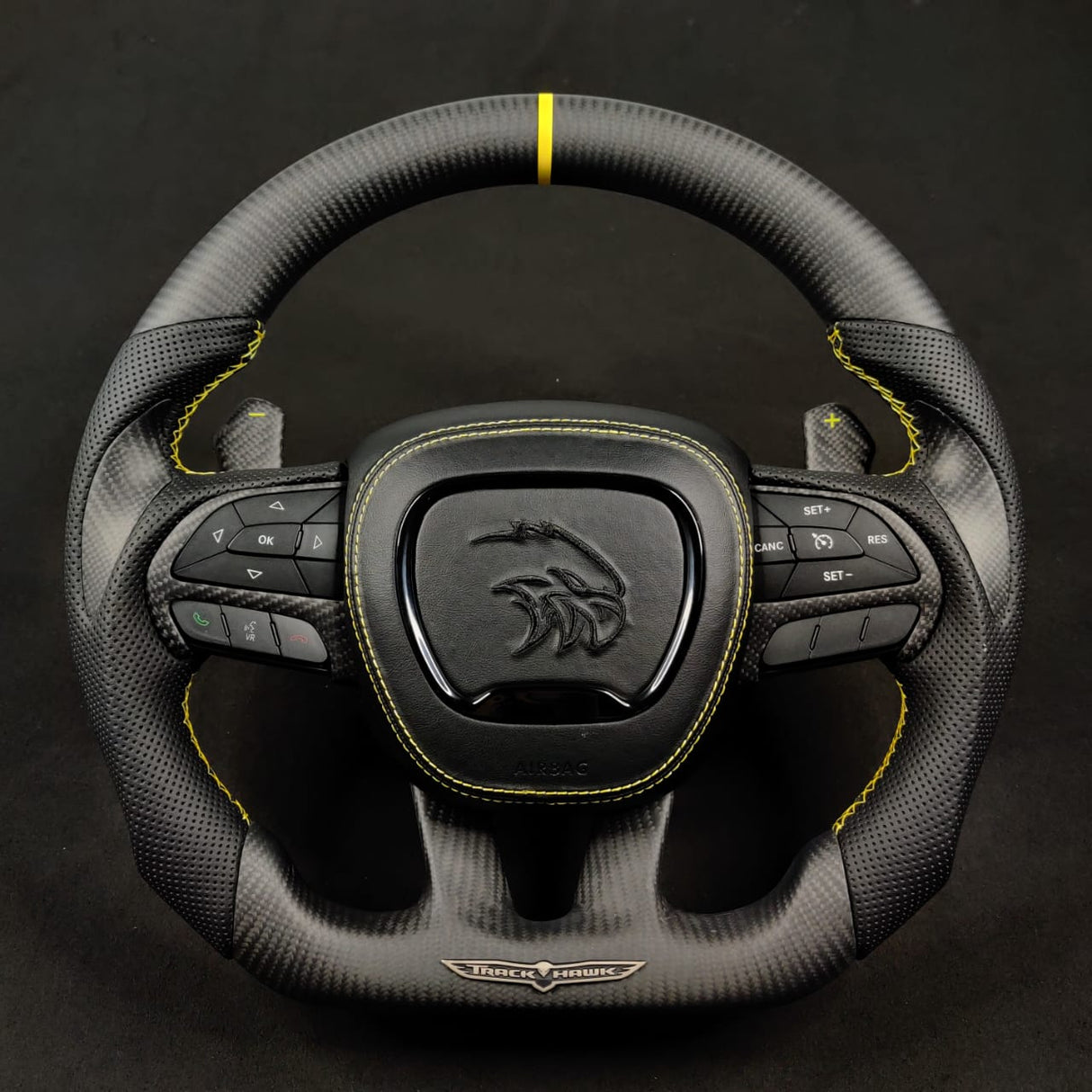 2014-2021 Jeep Trackhawk SRT Custom Carbon Fiber Steering Wheel w/ LED RPM Display - AutoLEDTech.com
