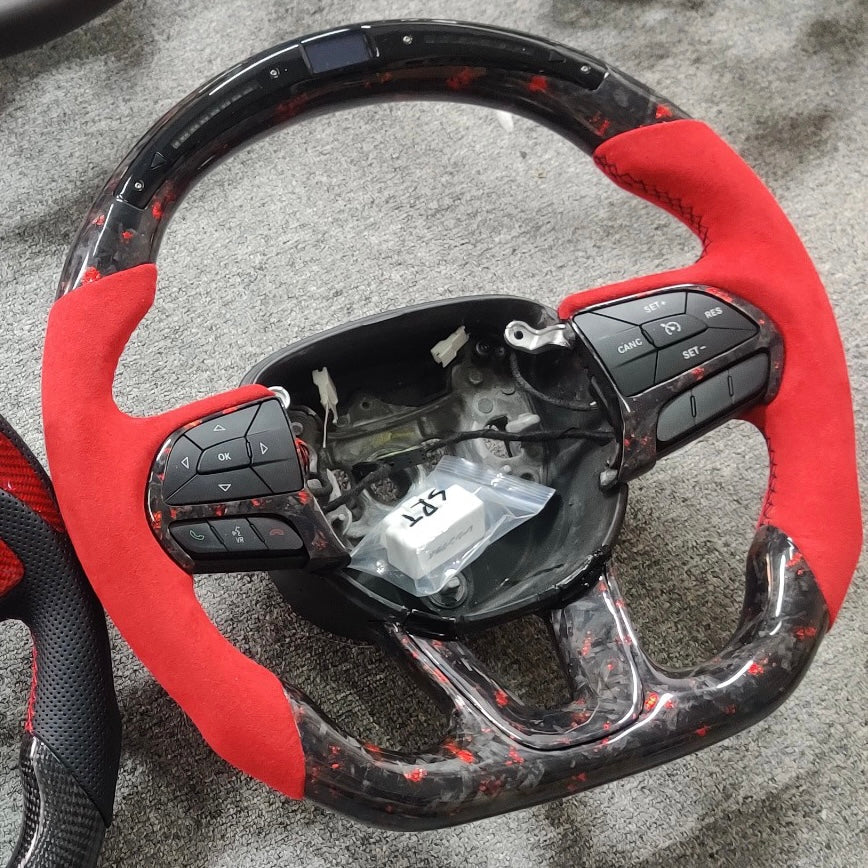 2014-2021 Jeep Trackhawk SRT Custom Carbon Fiber Steering Wheel w/ LED RPM Display - AutoLEDTech.com