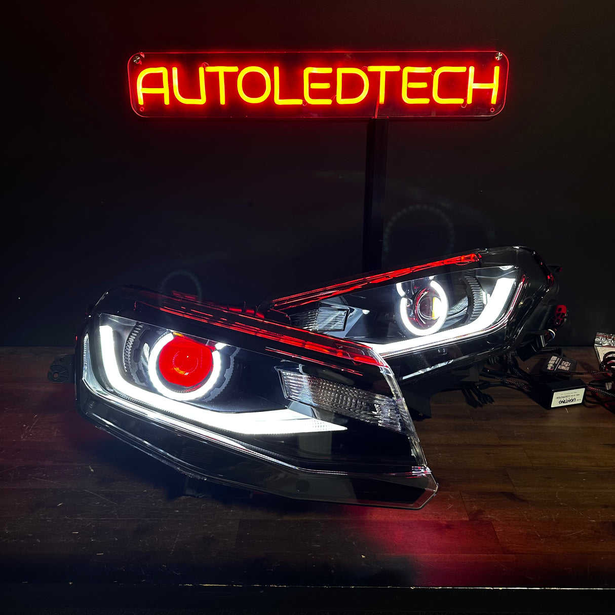 2016-2018 Chevrolet Camaro RGBW Flow Series LED DRL Prebuilt Halo Headlights