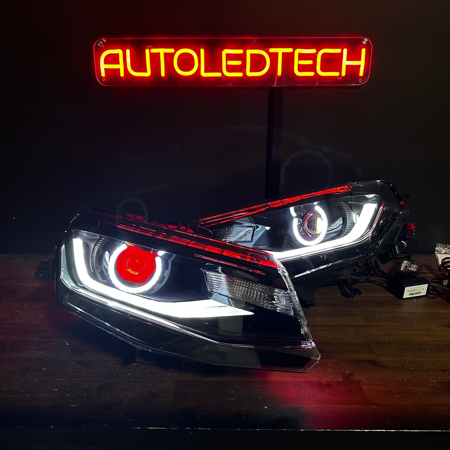 2016-2018 Chevrolet Camaro RGBW Flow Series LED DRL Prebuilt Halo Headlights