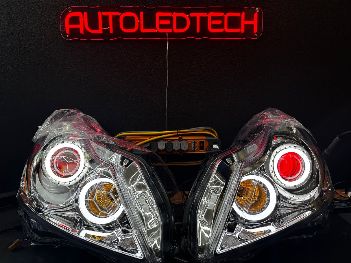 2010-2015 Infiniti G37 G25 Q40 Sedan RGBW Flow Series LED Halo Prebuilt Headlights