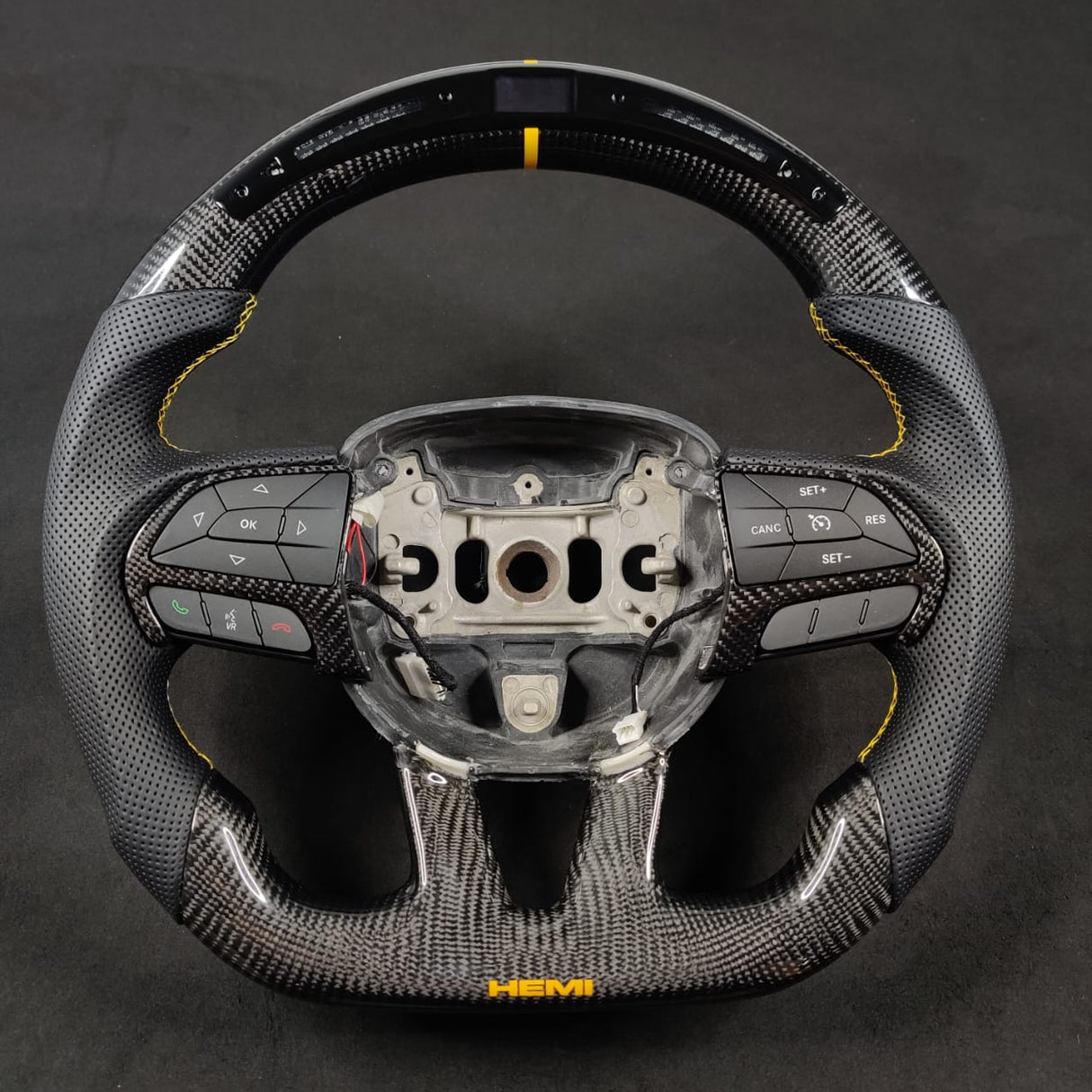 2014-2021 Jeep Trackhawk SRT Custom Carbon Fiber Steering Wheel w/ LED RPM Display - AutoLEDTech.com