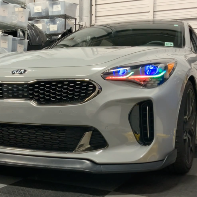 2017-2022 Kia Stinger RGBW Color-Chasing LED DRL Board Kit LED headlight kit AutoLEDTech Oracle Lighting Trendz Flow Series RGBHaloKits OneUpLighting Morimoto