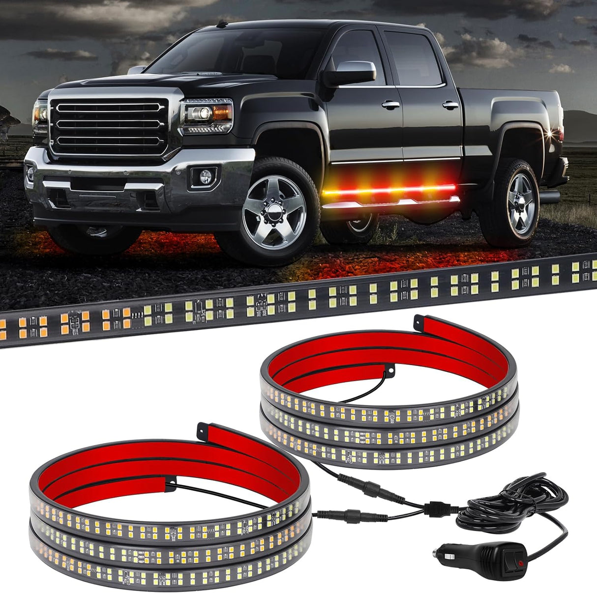 LED Strobe Rocker Lights Running Board Strips (70") - AutoLEDTech.com