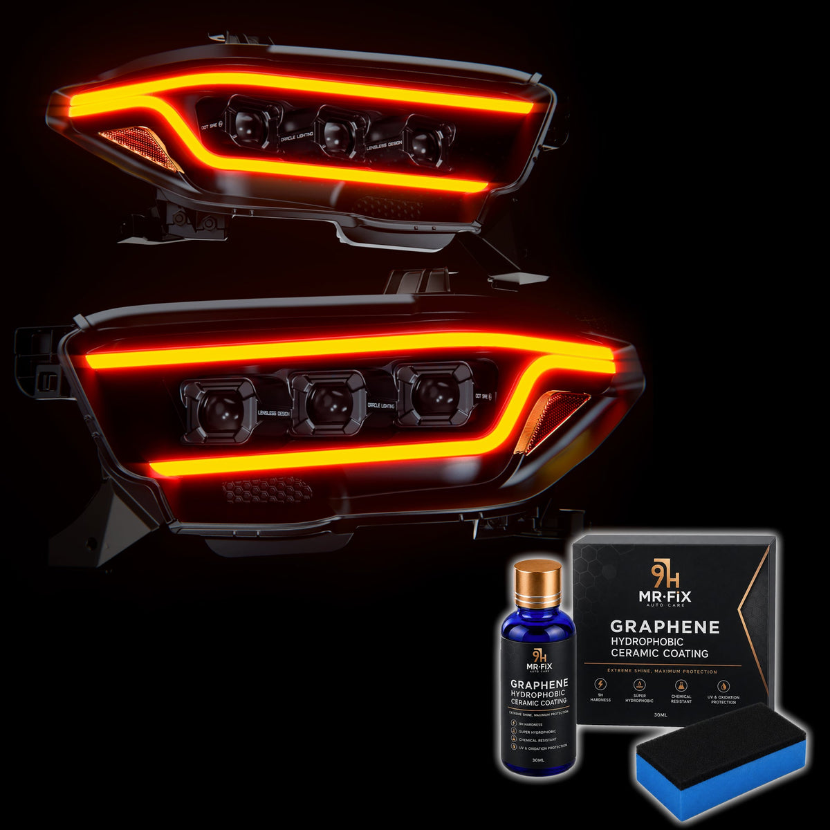 Lensless headlights with ceramic coating kit
