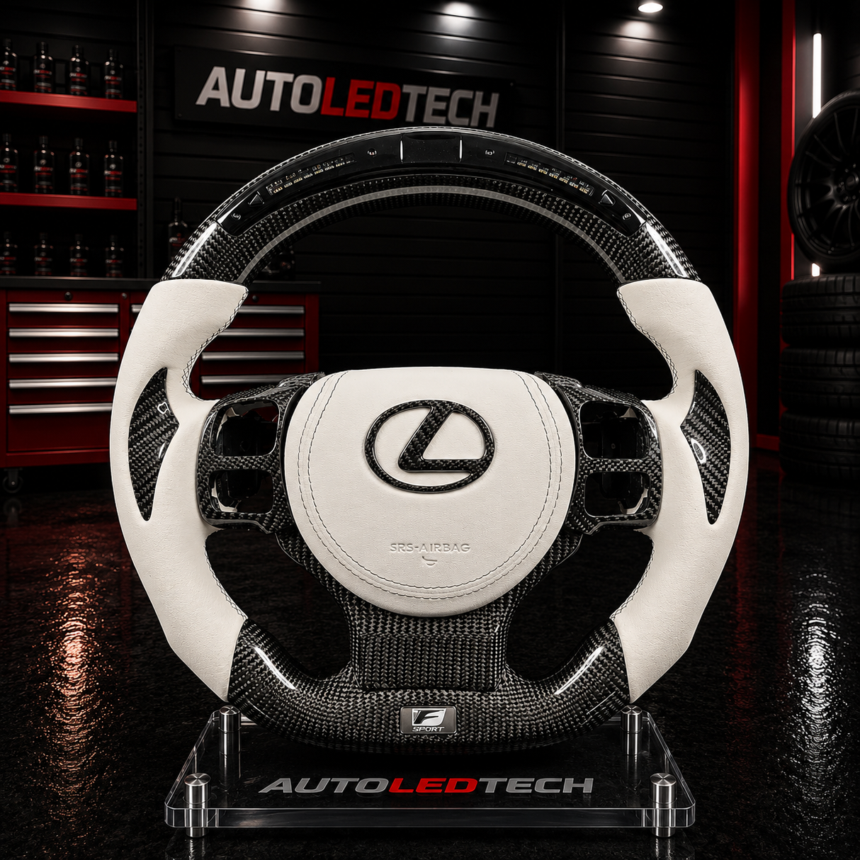 2014-2026 Lexus IS RC Custom Carbon Fiber Steering Wheel w/ LED RPM Display - AutoLEDTech.com