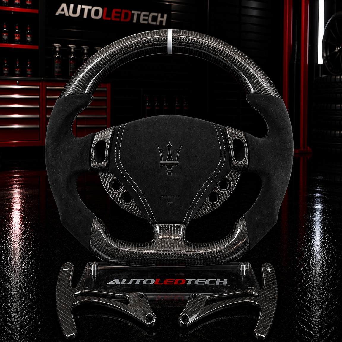 2008-2014 Maserati GranTurismo Custom Carbon Fiber Steering Wheel - AutoLEDTech.com