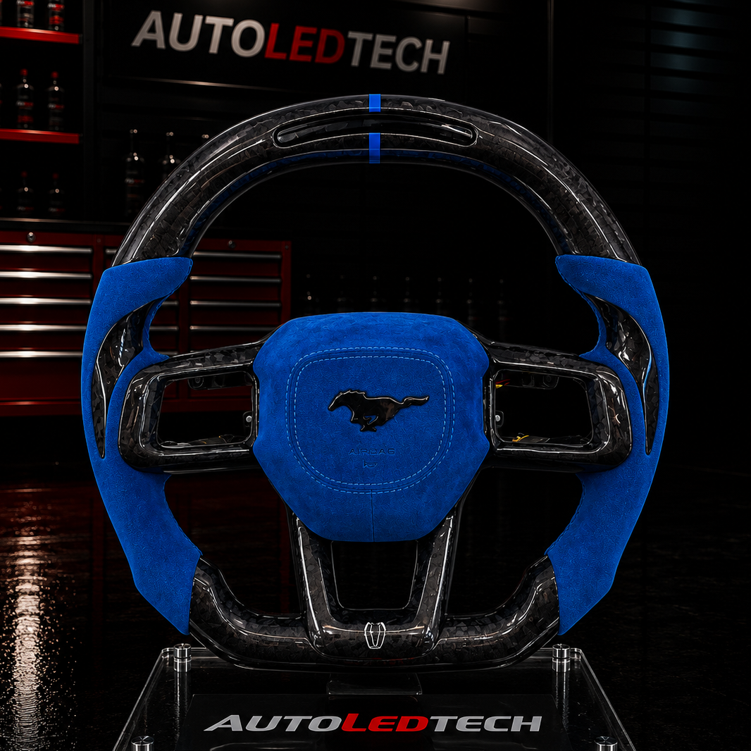 2024-2027+ Ford Mustang S650 Carbon Fiber LED Steering Wheel - AutoLEDTech.com