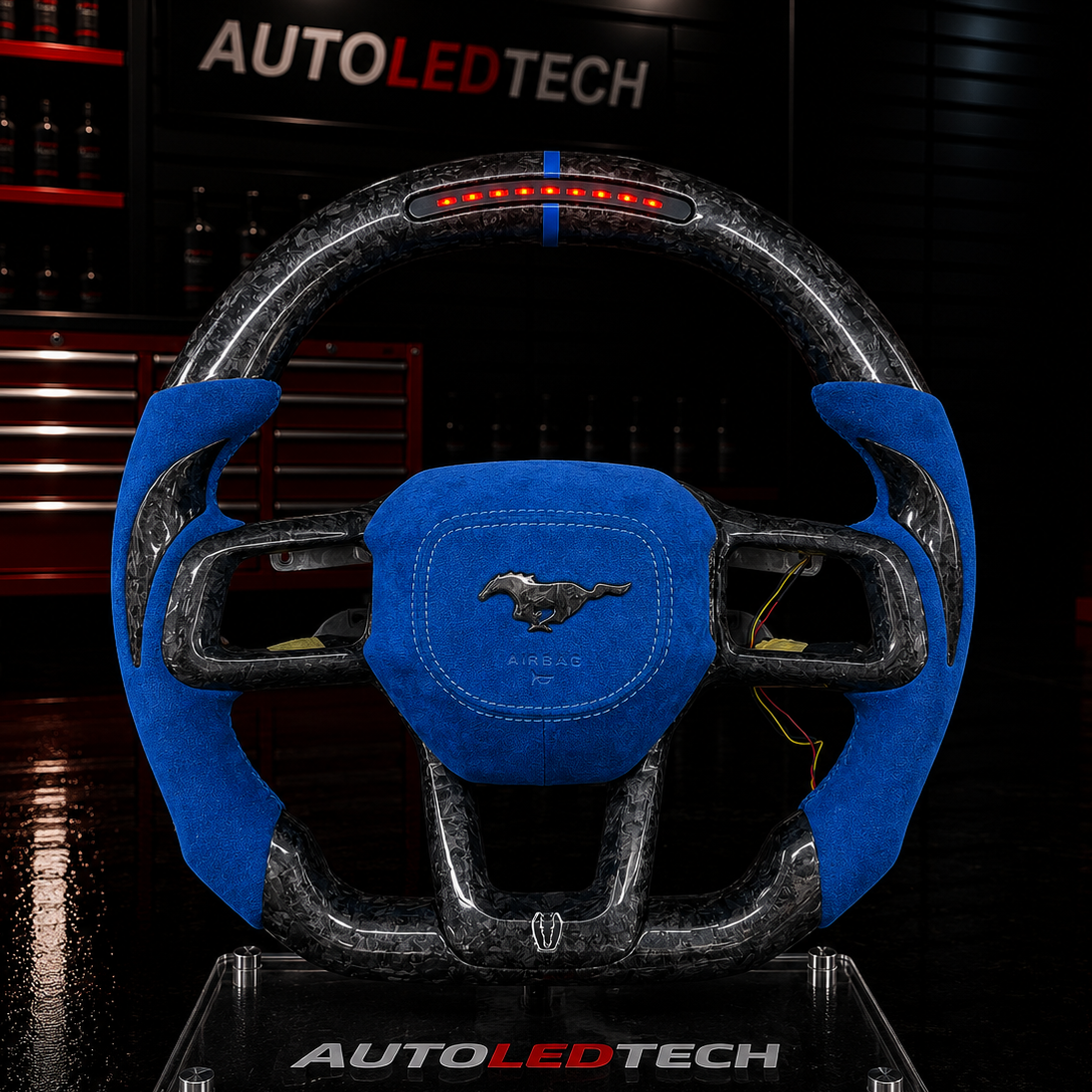 2024-2027+ Ford Mustang S650 Carbon Fiber LED Steering Wheel - AutoLEDTech.com
