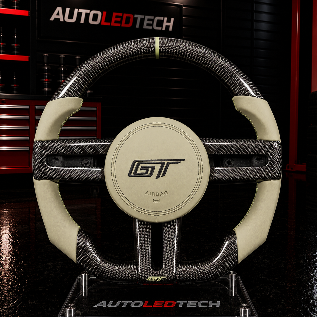 2005-2014 Ford Mustang Carbon Fiber LED Steering Wheel - AutoLEDTech.com