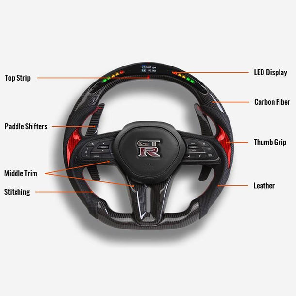 2009-2020 Nissan 370z Custom Carbon Fiber Steering Wheel - AutoLEDTech.com