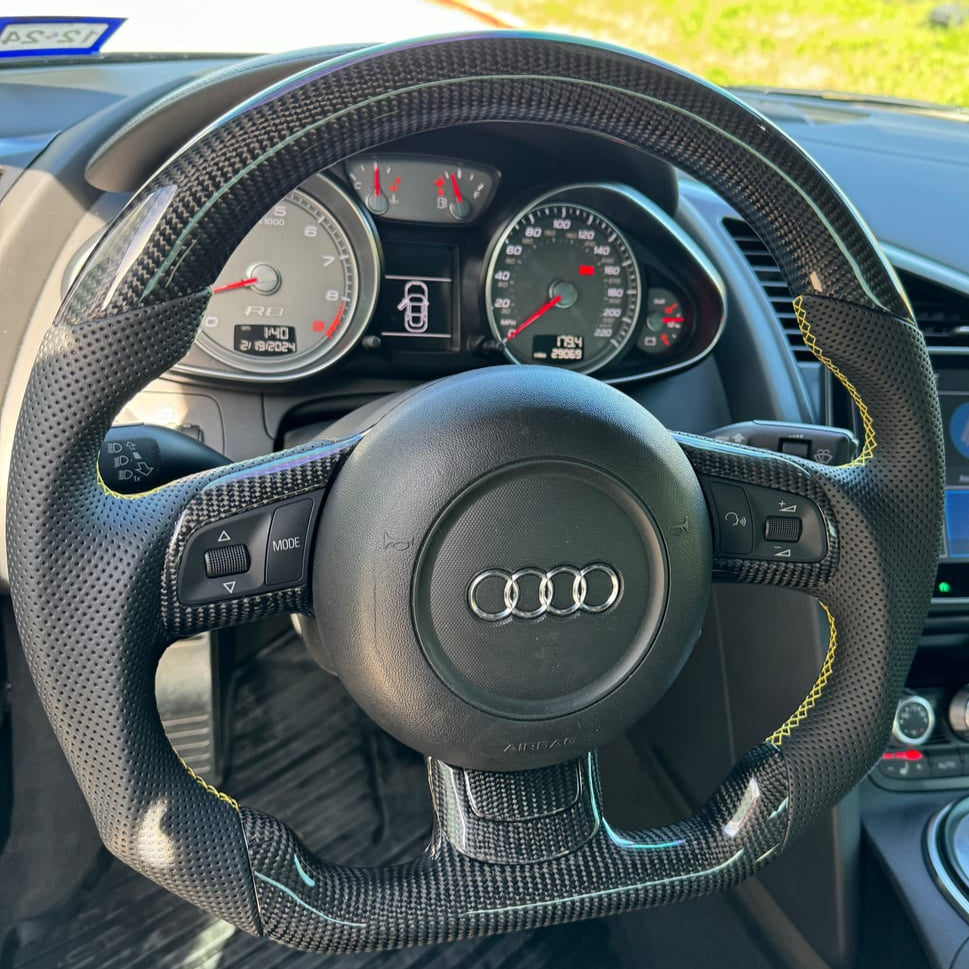 2014-2025 Jaguar F-Type F-Pace Custom Carbon Fiber Steering Wheel - AutoLEDTech.com