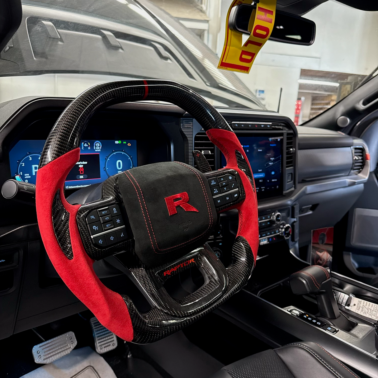 2021-2026+ Ford F150 & Raptor Custom Carbon Fiber LED Steering Wheel - AutoLEDTech.com