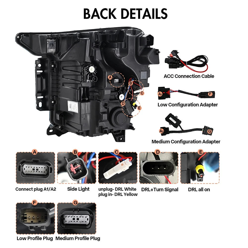 2021-2023 Ford F150/Raptor White/Amber LED DRL Headlights - 2024+ Style