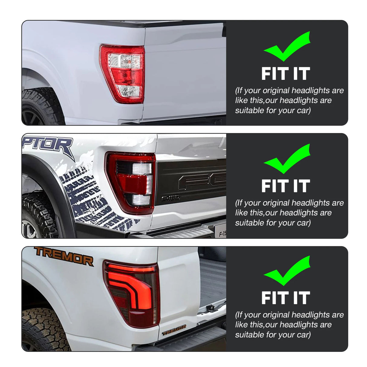 2021-2026 Ford F150 & Raptor Red/Smoked 24+ Style LED Tail Lights - Fits all models