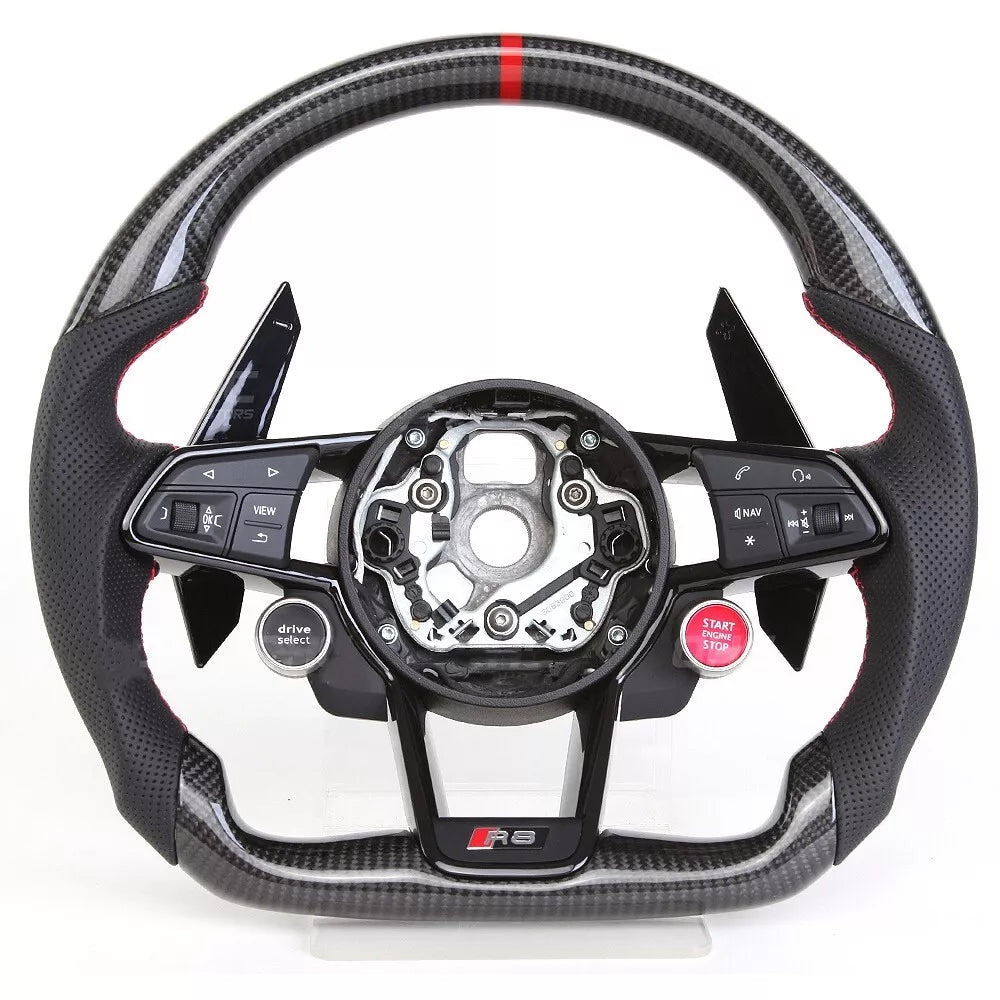 2015-2024 Audi R8 TTRS Custom Carbon Fiber Steering Wheel - AutoLEDTech.com