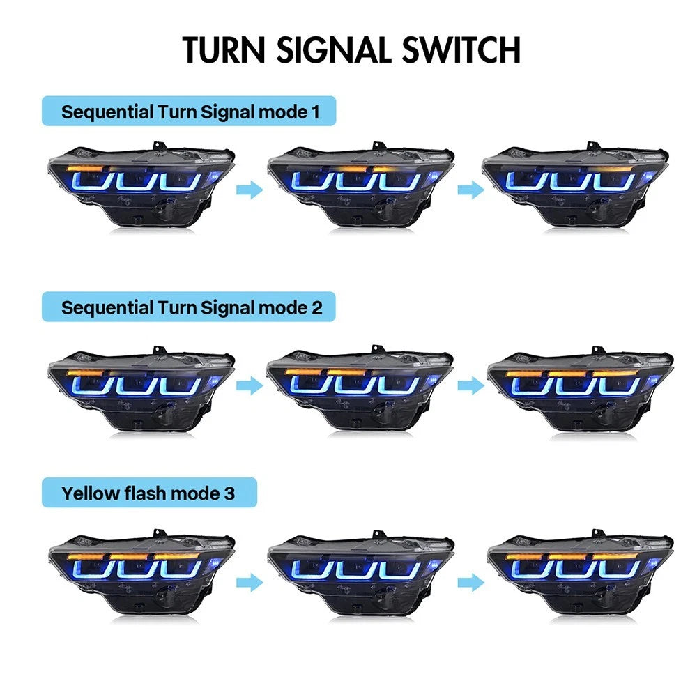 2024-2026+ Ford Mustang S650 RGB Flow Series LED DRL Headlights (old) - AutoLEDTech.com