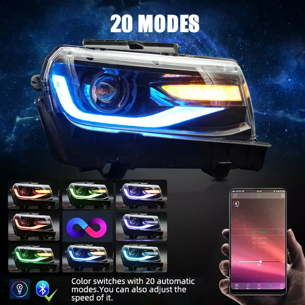 2014-2015 Chevrolet Camaro LED DRL Projector Headlights - 2016+ Style Design
