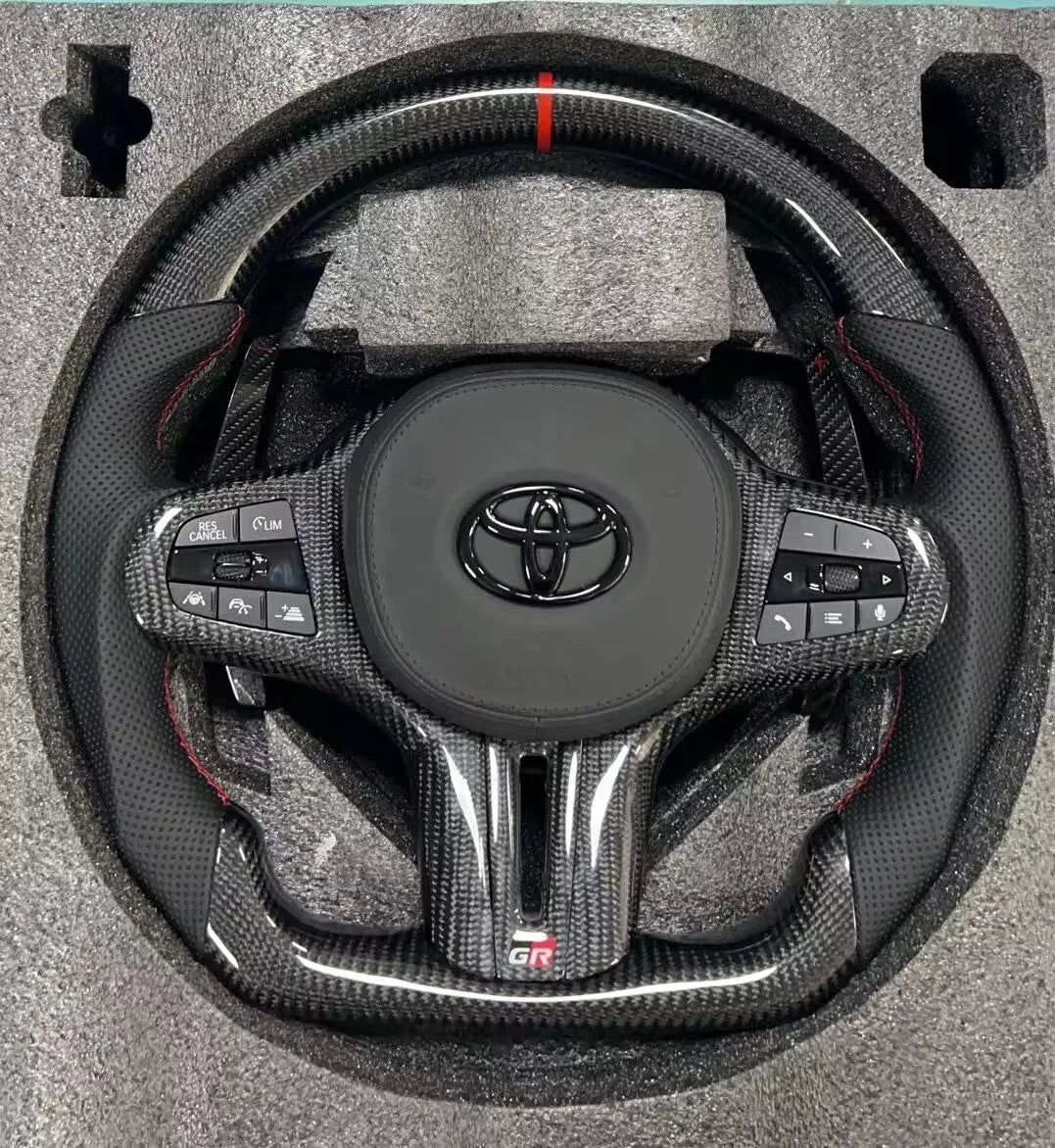 2019-2026+ Toyota Supra Custom Carbon Fiber Steering Wheel - AutoLEDTech.com